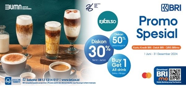 Diskon ngopi dan promo spesial dari BRI. (Dok: BRI)